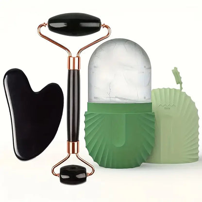 Glow & Ease Ice Roller & Gua Sha Set – Depuff, Sculpt & Glow Naturally