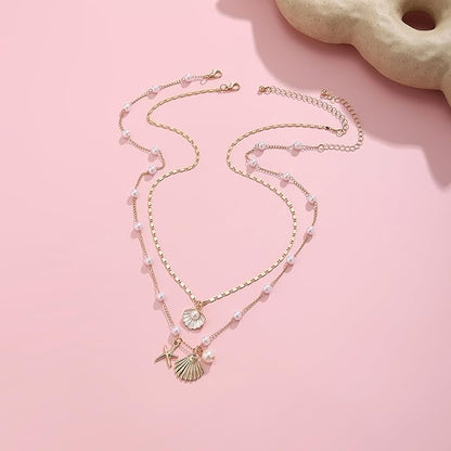 Gold Shell Layered Necklace