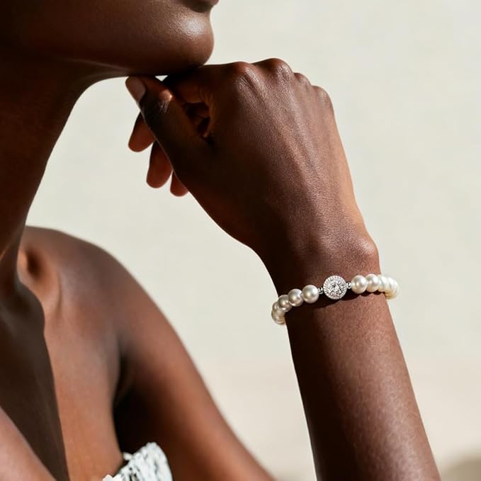 Moissanite Pearl Bracelet