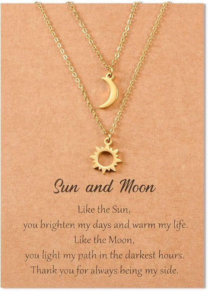 SUNSH 2-Piece Sun &amp; Moon Necklace Set