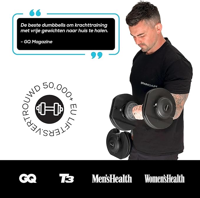 BRAINGAIN Adjustable Dumbbell Set 15 in 1 (Up to 24 Kg)