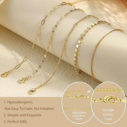 Dochais 5-Piece Womens Gold Bracelet Set