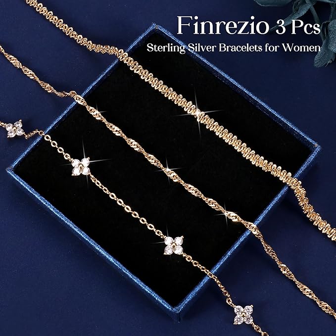 Finrezio 3-Piece Gold Bracelet Set