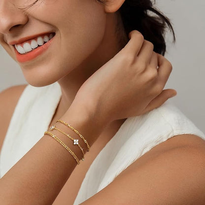 Finrezio 3-Piece Gold Bracelet Set