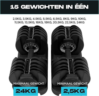 BRAINGAIN Adjustable Dumbbell Set 15 in 1 (Up to 24 Kg)