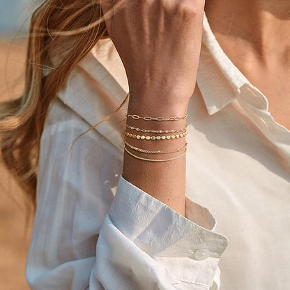 Dochais 5-Piece Womens Gold Bracelet Set