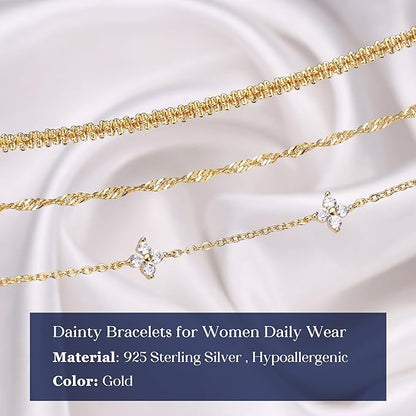 Finrezio 3-Piece Gold Bracelet Set