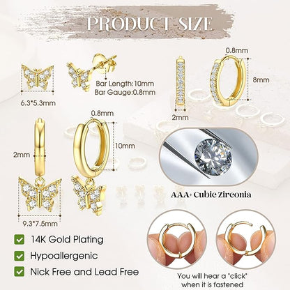 Dochais 3 Pair Gold Hoop Earring Set