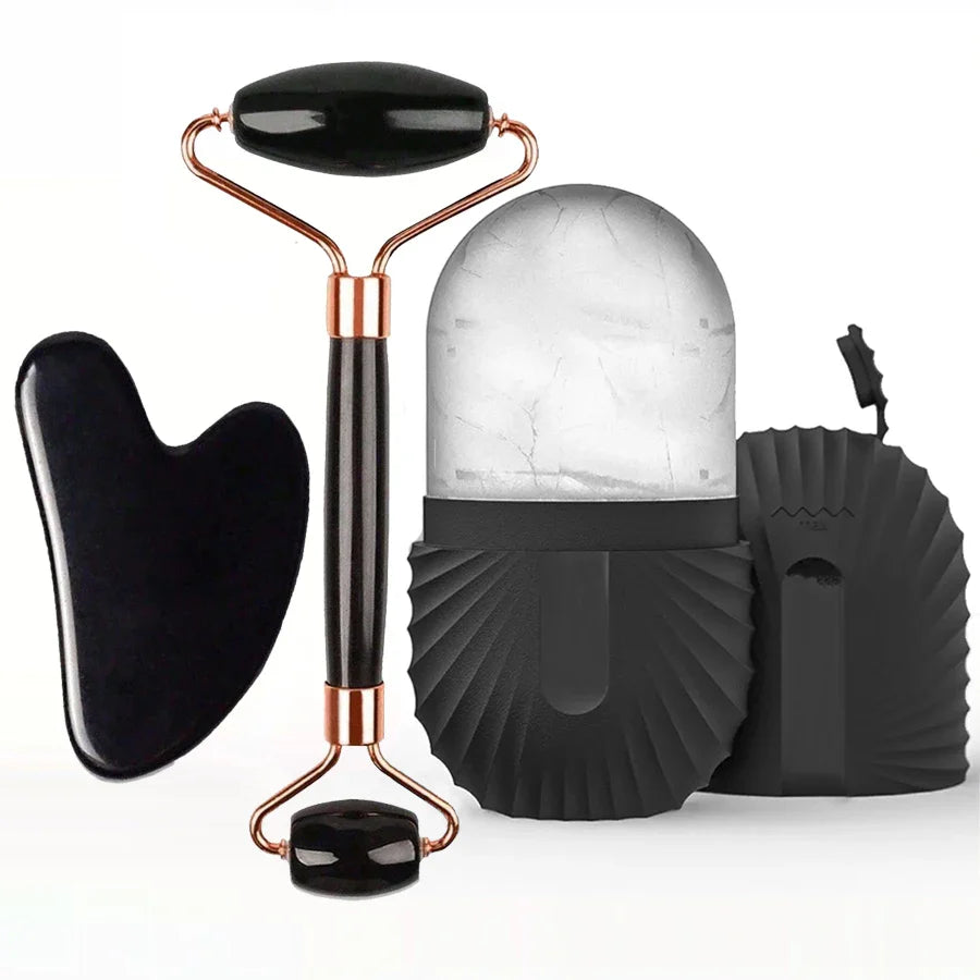 Glow & Ease Ice Roller & Gua Sha Set – Depuff, Sculpt & Glow Naturally