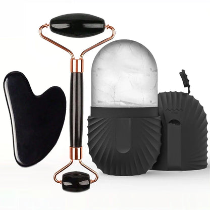 Glow & Ease Ice Roller & Gua Sha Set – Depuff, Sculpt & Glow Naturally